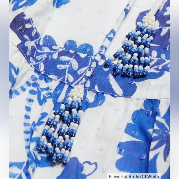 FARM RIO Flowerful Birds Cotton Minidress, Size Large - Picture 3 of 4